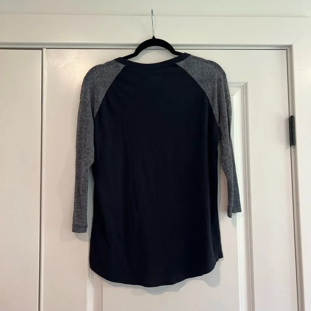 Majestic Threads Women's NY Yankees Two Tone Longsleeve Grey Black Sz L - Picture 6 of 9